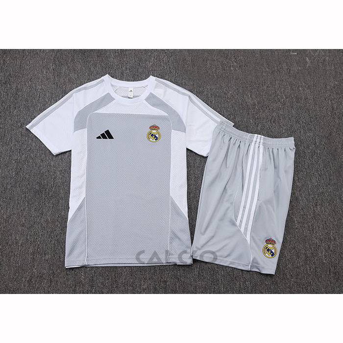 Tuta da Track Real Madrid Manica Corta 2025-2026 Grigio - Pantaloncini